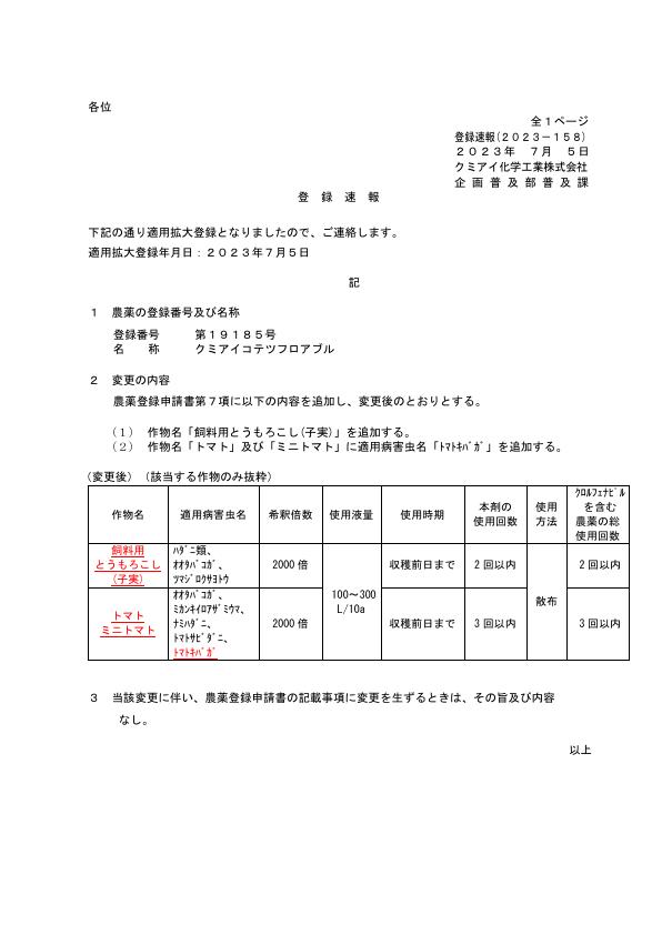 2023-158登録速報（230705）